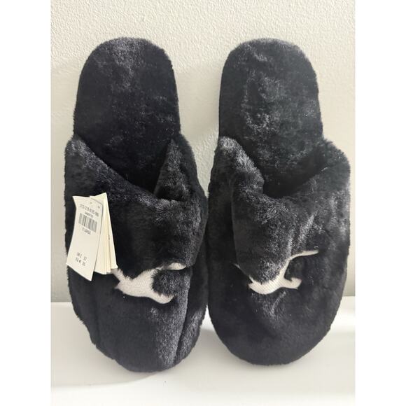 Hollister Men's Faux Fur Lined Logo Slippers Slide Sandals Blue XL 13-14 - Picture 1 of 6